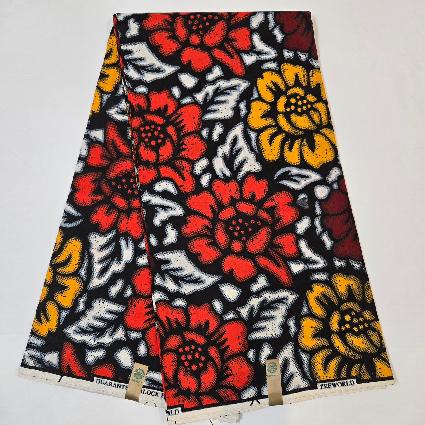 White, Red and Yellow African Print Fabric, Ankara Fabric, AF331