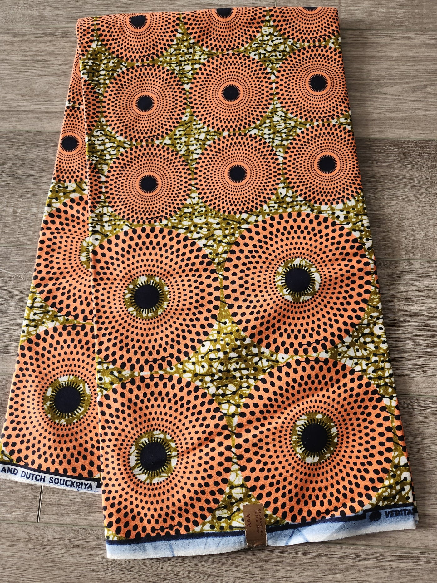 Brown and Peach African Print Fabric, Ankara Fabric, AF107