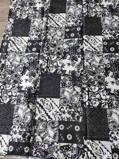 White and Black Patchwork African Print Fabric, Monochrome Fabric,Ankara Fabric, AF130