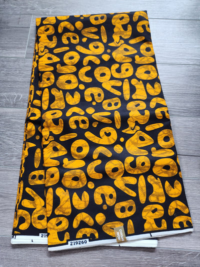 Gold and Black African Print Fabric, Ankara Fabric