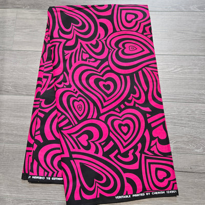 Pink and Black African Print Fabric, Ankara Fabric, 100% Cotton Fabric, AF355