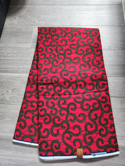 Red African Print Fabric, Ankara Fabric AF30