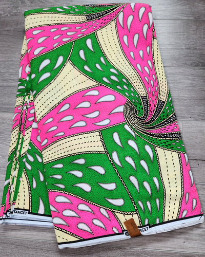 Pink and Green African Print Fabric, Ankara Fabric