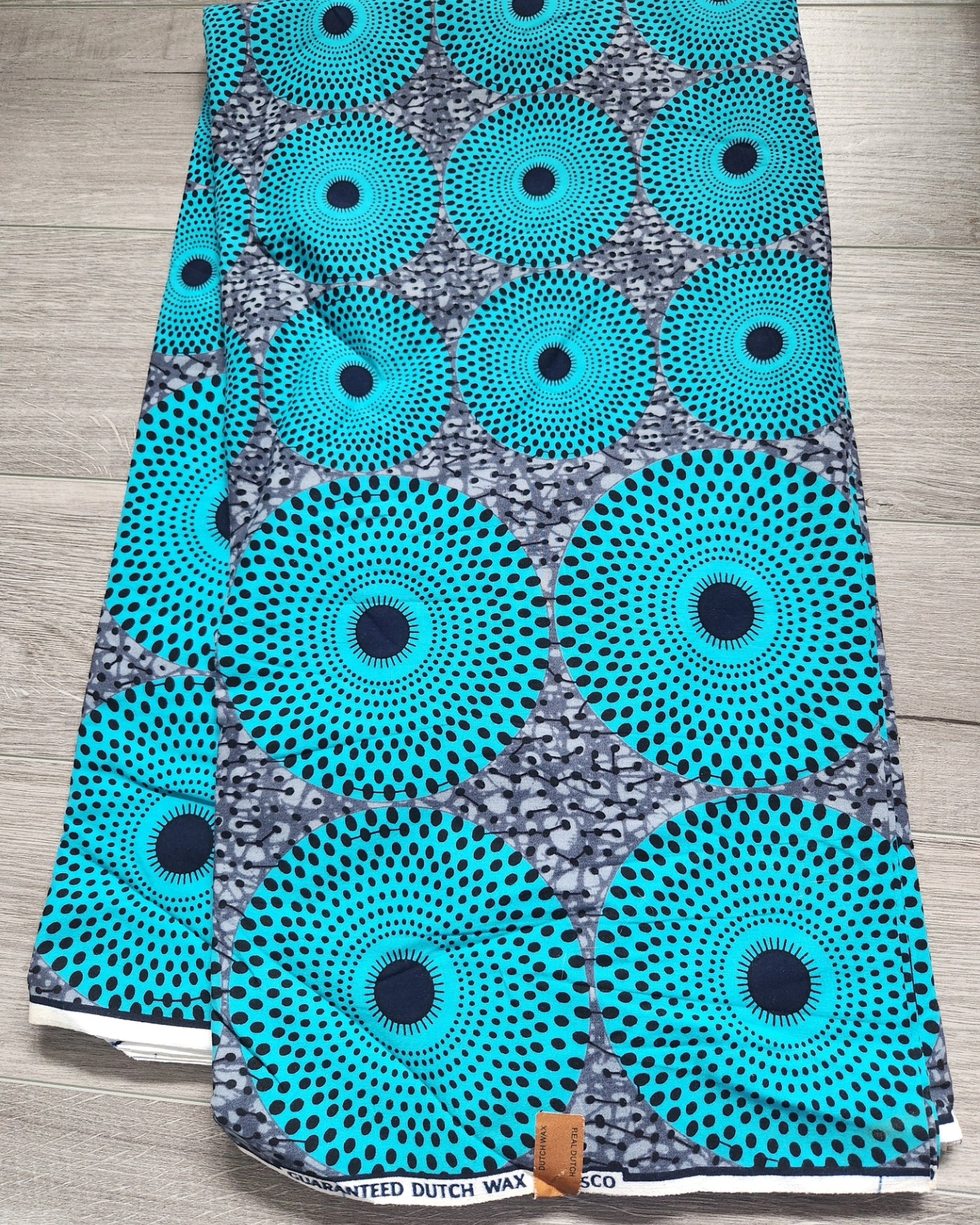 Gray and Teal African Print Fabric, Ankara Fabric AF37