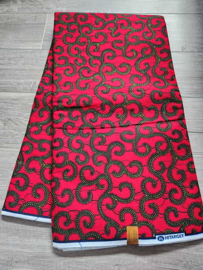 Red African Print Fabric, Ankara Fabric AF30