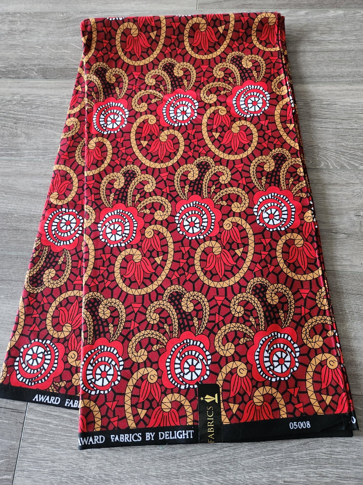 Red and Brown African Ankara Print Fabric