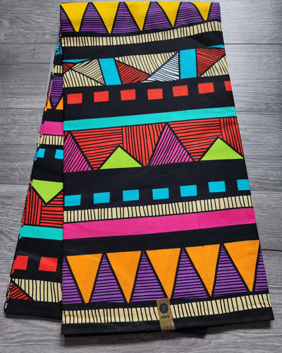 Multicolor Tribal African Print Fabric, Ankara Fabric AF10