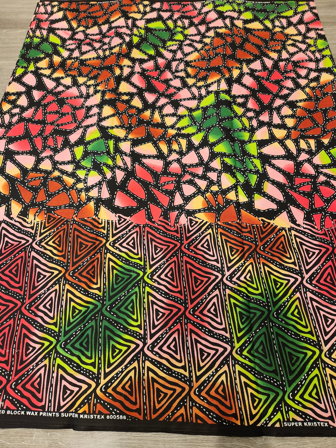 Pink, Black and Green African Print Fabric, Ankara Fabric, AF210