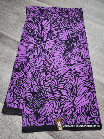 Purple and Black African Print Fabric, Ankara Fabric