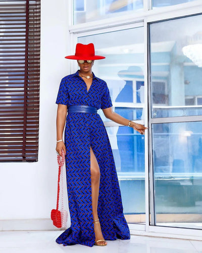 Blue and Yellow Ankara Print Fabric