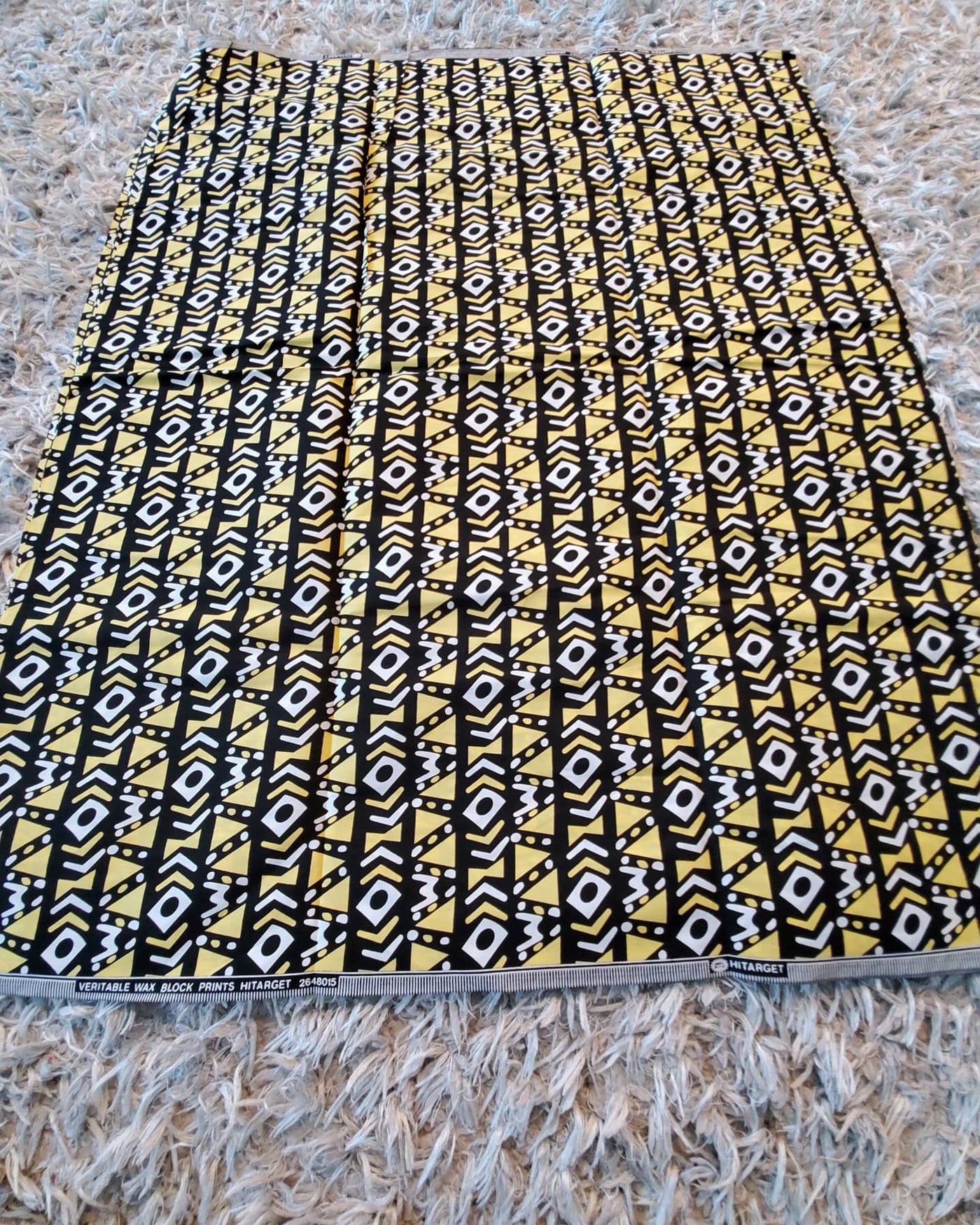 Black, White and Yellow African Ankara Fabric