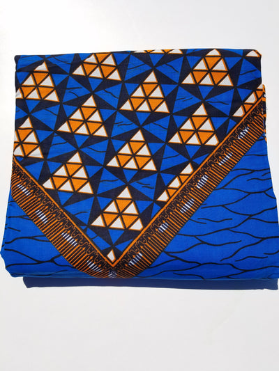 Royal Blue And Orange African Ankara Fabric