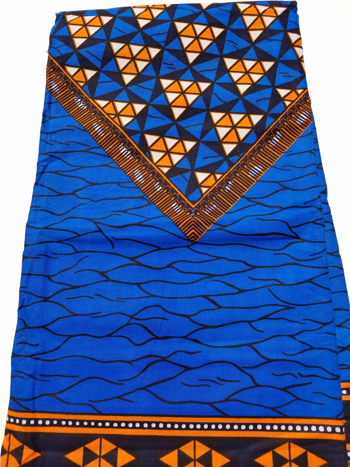 Royal Blue And Orange African Ankara Fabric