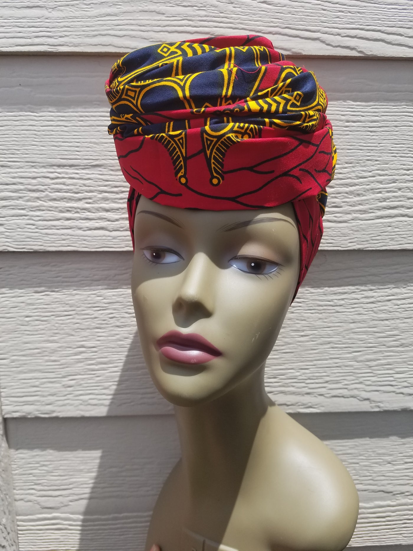 Red and Black African Fabric Headwrap. Ankara Headwrap