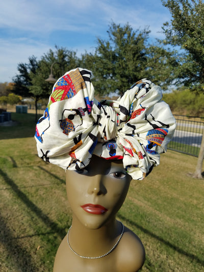 Ivory African Fabric Headwrap. Ankara Headwrap