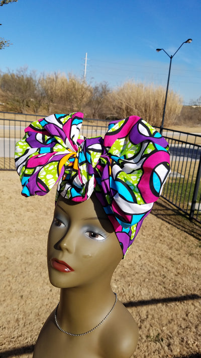 Multicolor African Fabric Headwrap. Ankara Headwrap
