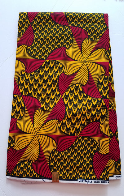 Yellow and Red African Ankara Print Fabric