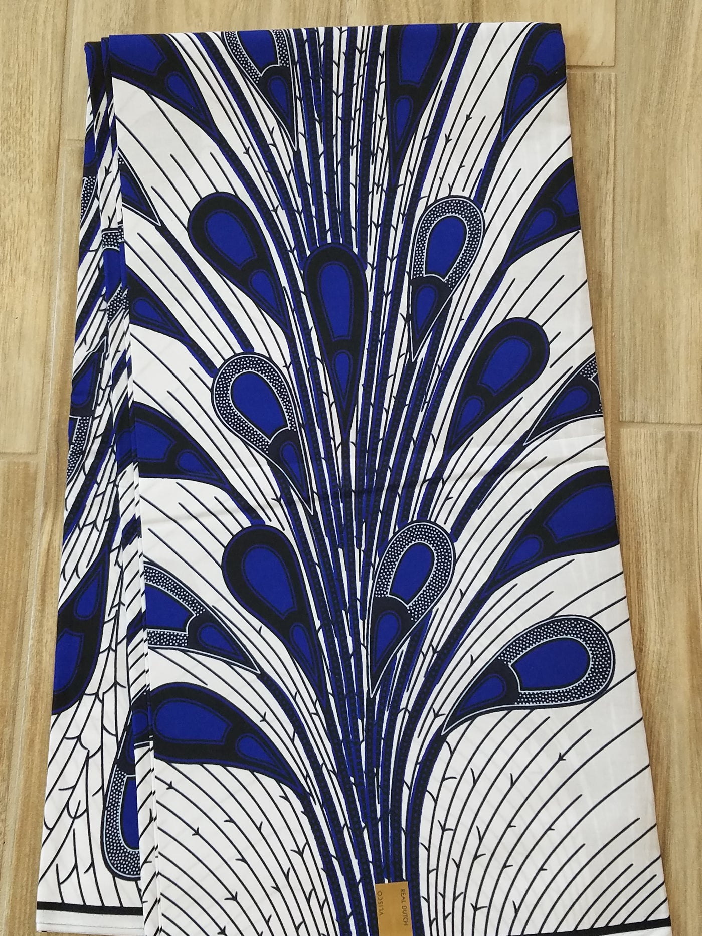 White and Blue Rainburst Multicolor African Ankara Print Fabric