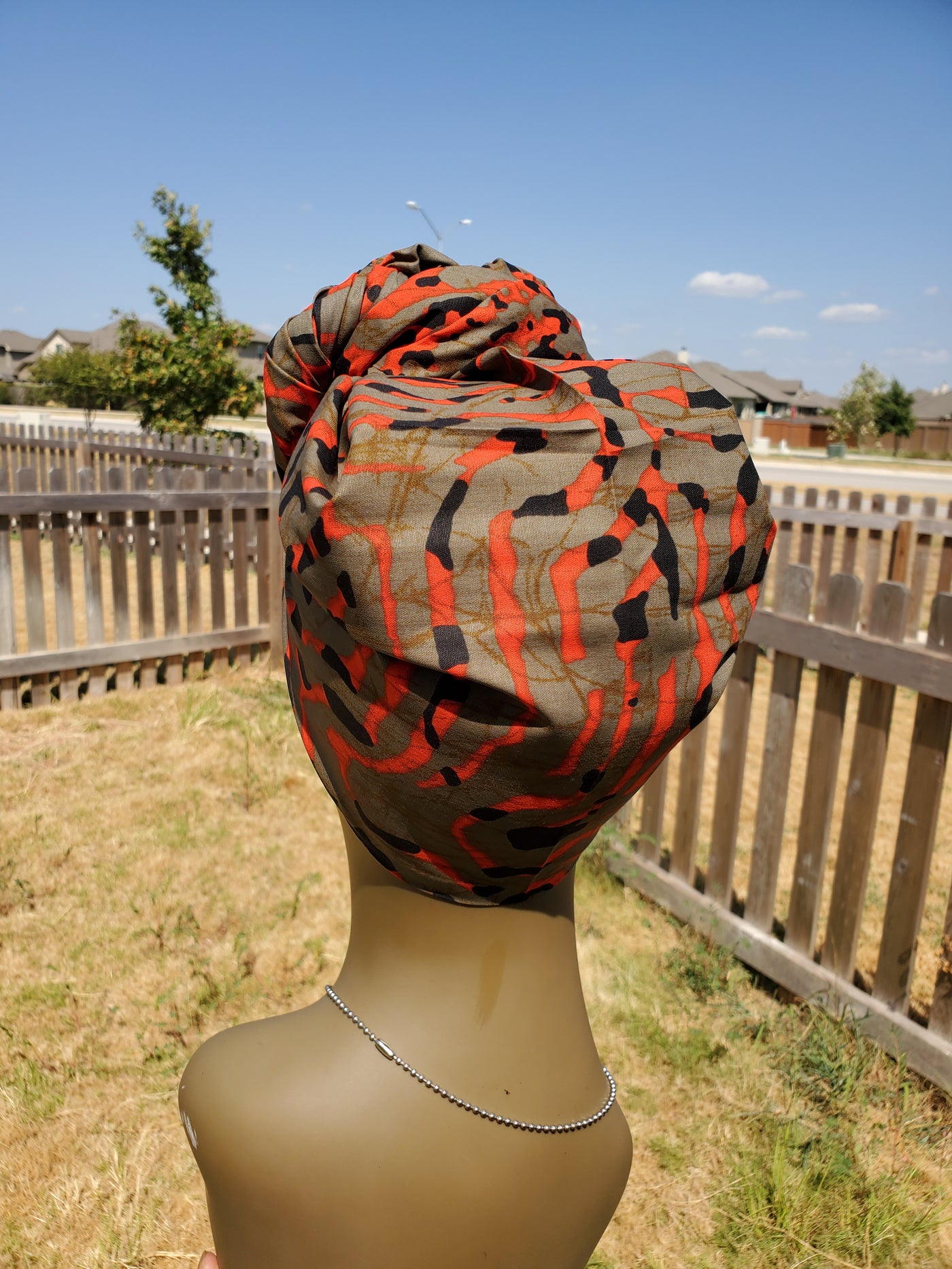 Brown and Red African Fabric Headwrap. Ankara Headwrap