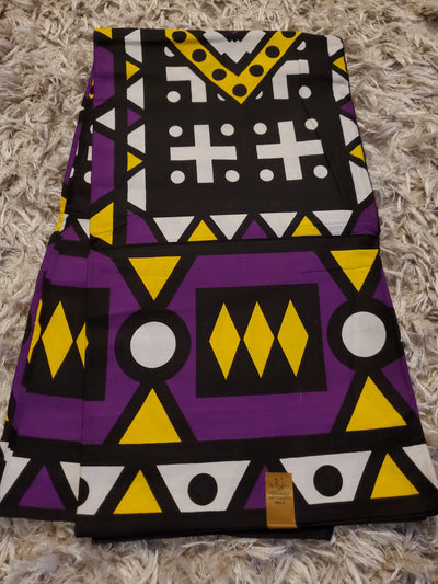 Purple and Yellow Samakaka Multicolor African Ankara Fabric