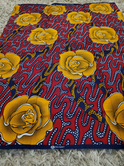 Red and Yellow Multicolor African Ankara Print Fabric