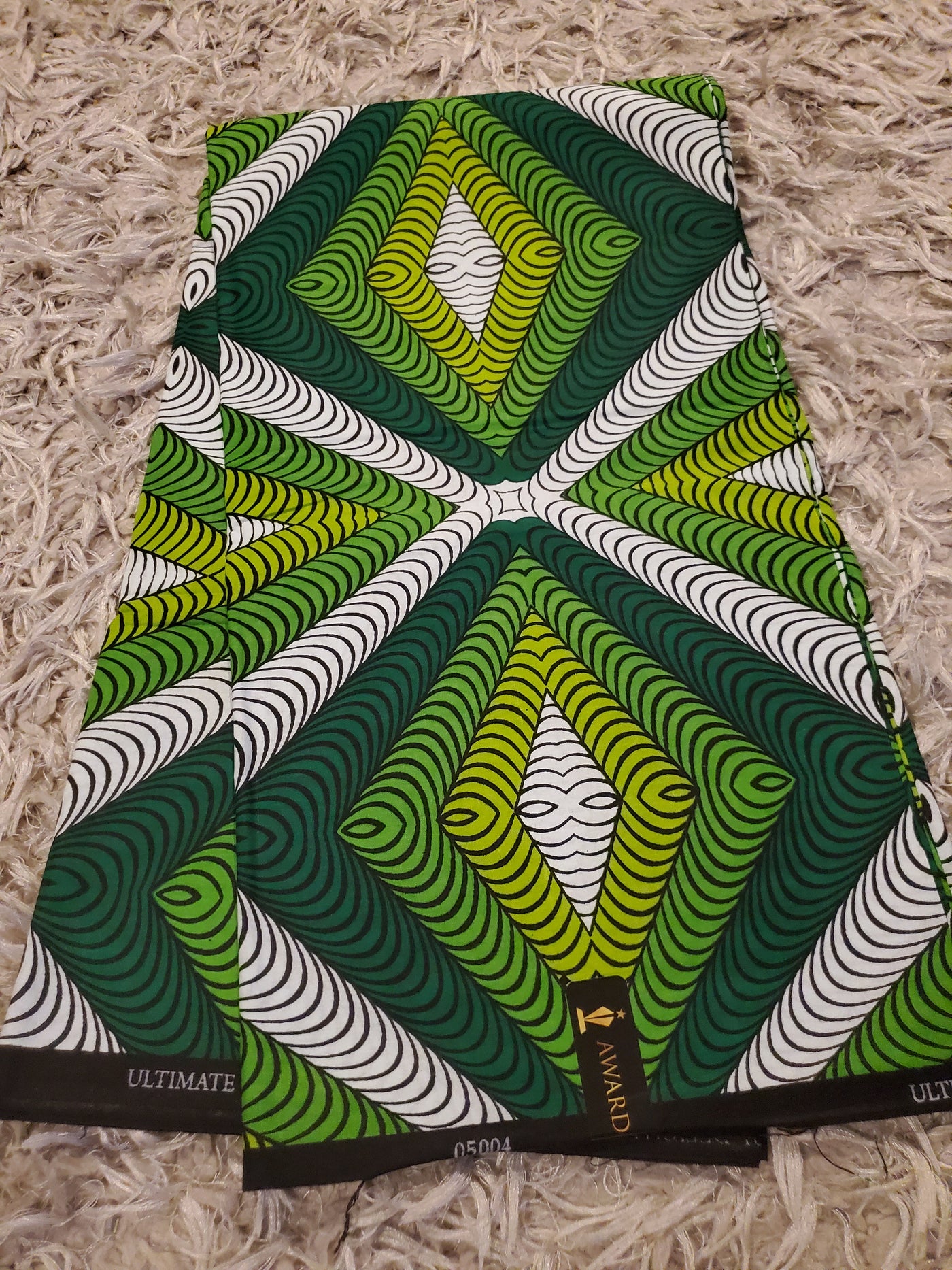 Green and White Multicolor African Ankara Print Fabric