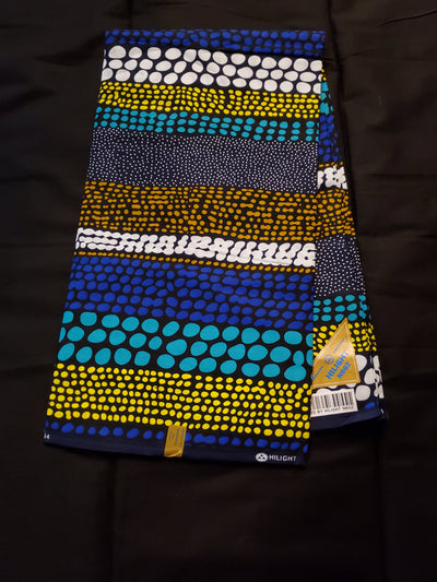 Navy, Green and Blue Multicolor African Ankara Fabric