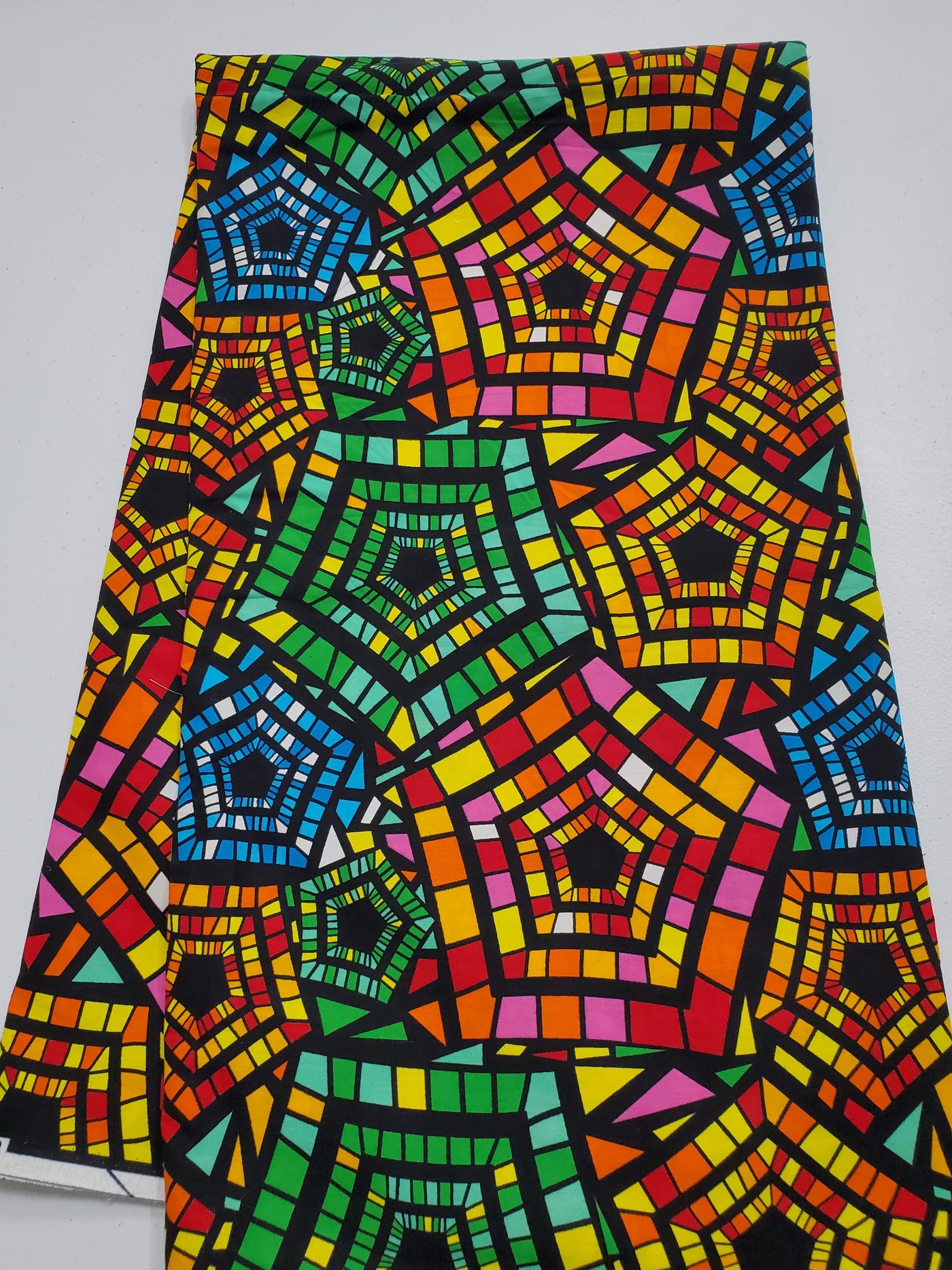 Green, Blue, Red, and Yellow African Ankara Fabric