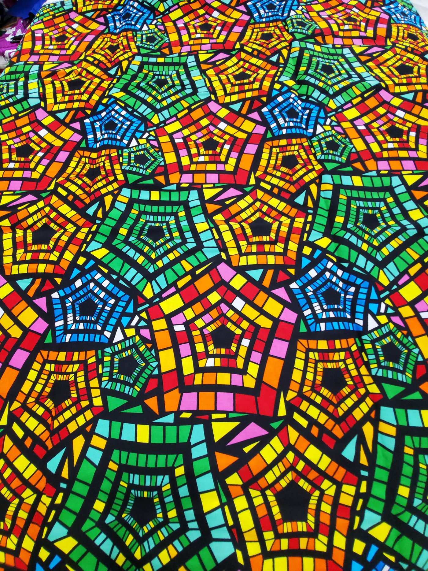 Green, Blue, Red, and Yellow African Ankara Fabric