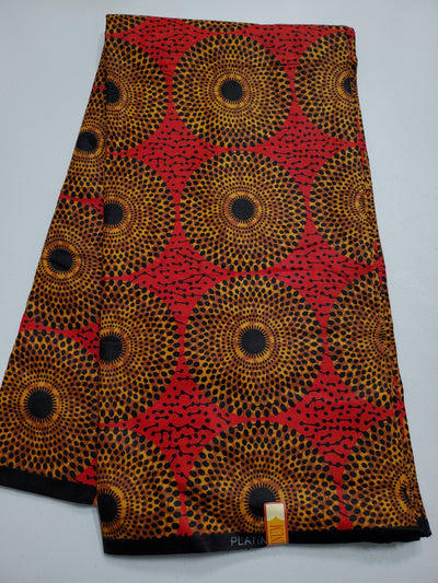 Red and Brown Multicolor African Ankara Print Fabric