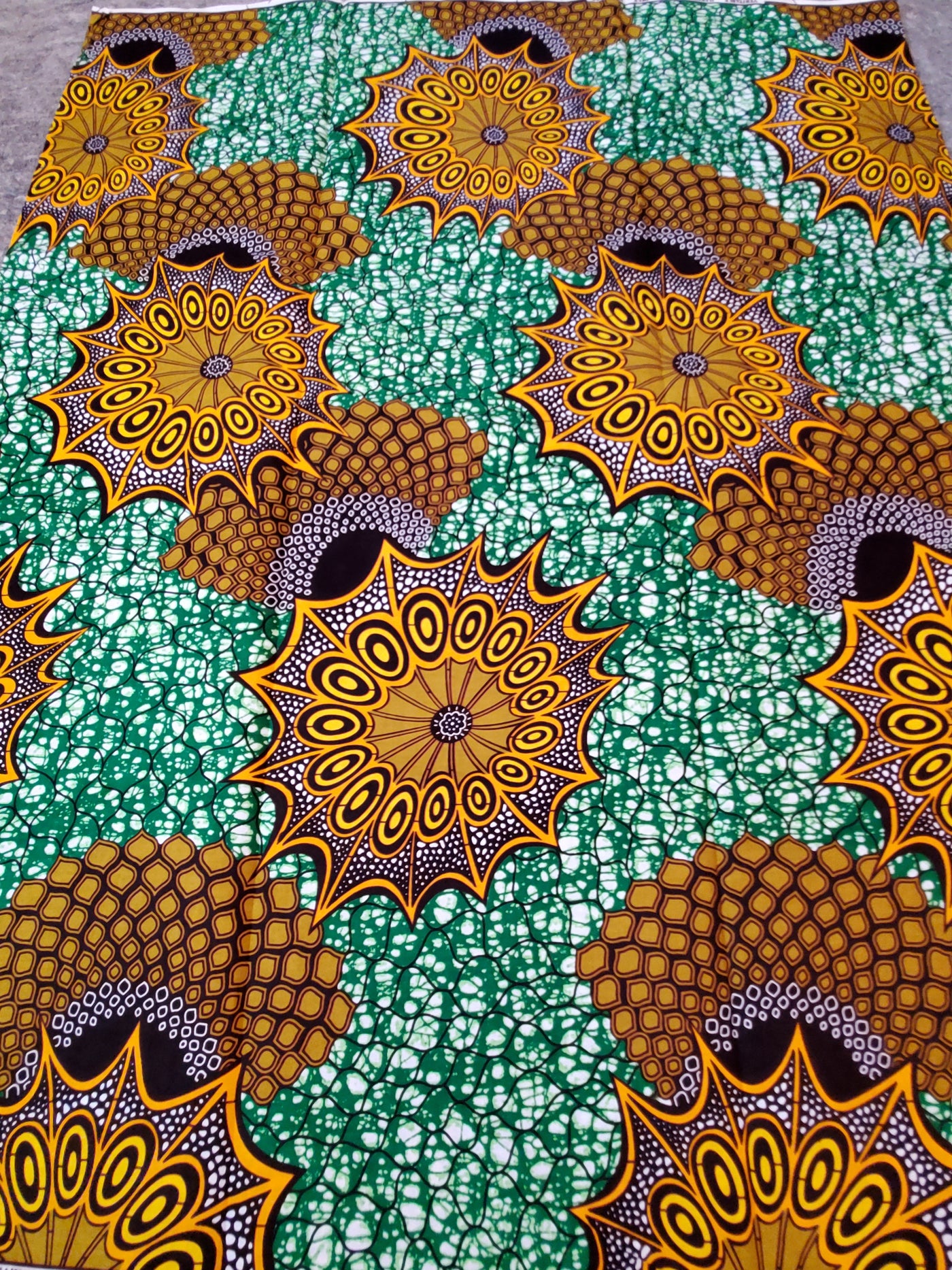 Green, Brown and Gold African Ankara Fabric