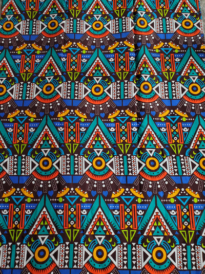Brown and Green Tribal African Ankara Fabric