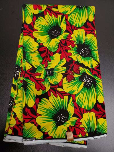 Black, Yellow, Green and Red Multicolor African Ankara Fabric