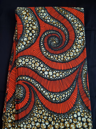 Brown and Orange Multicolor African Ankara Fabric