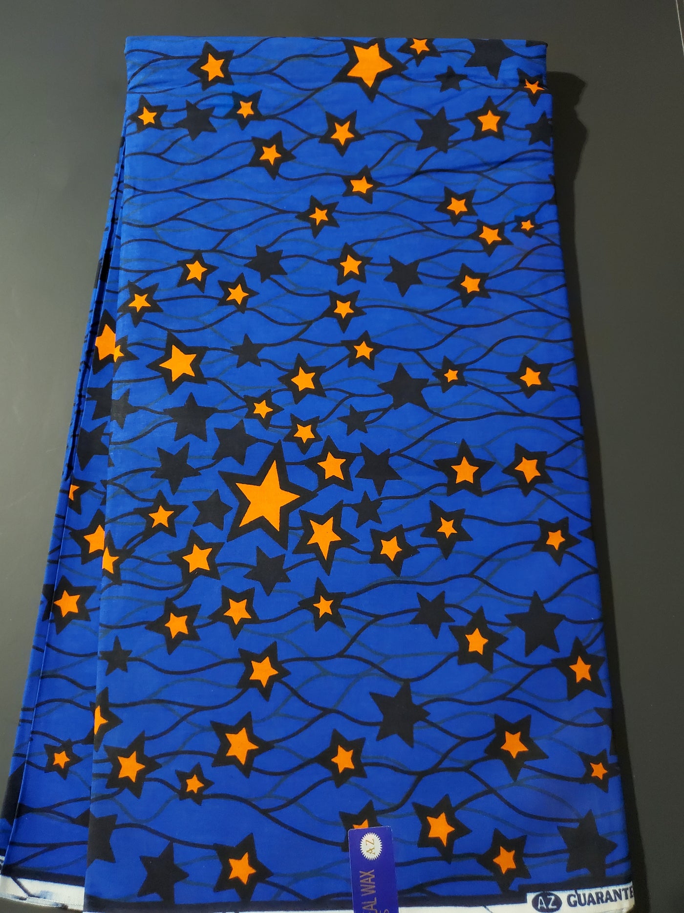 Blue and Orange African Ankara Tribal Fabric