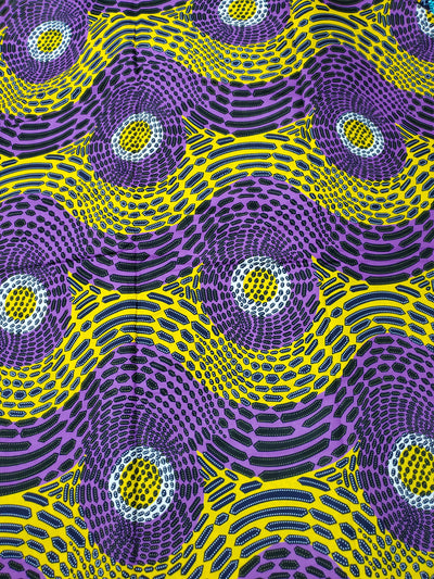Yellow and Purple Multicolor African Ankara Print Fabric