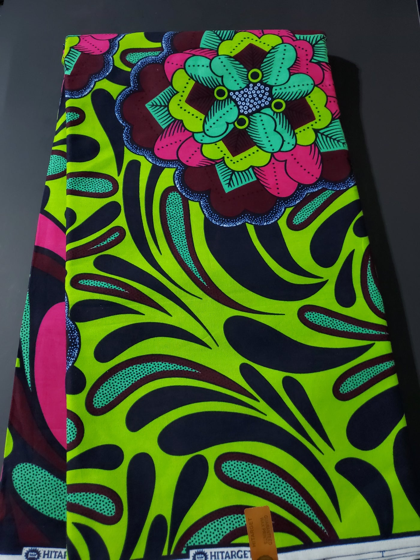 Green, Pink and Black African Ankara Fabric