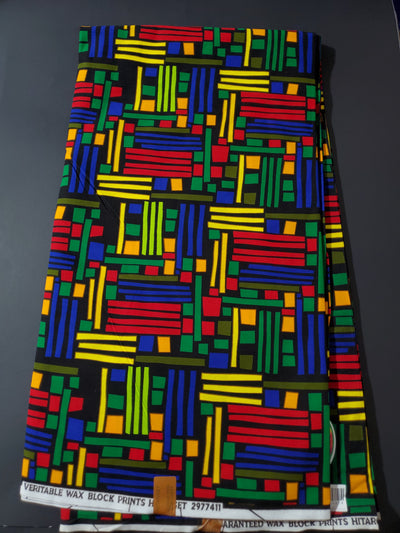 Black, Green and Red Multicolor African Ankara Fabric