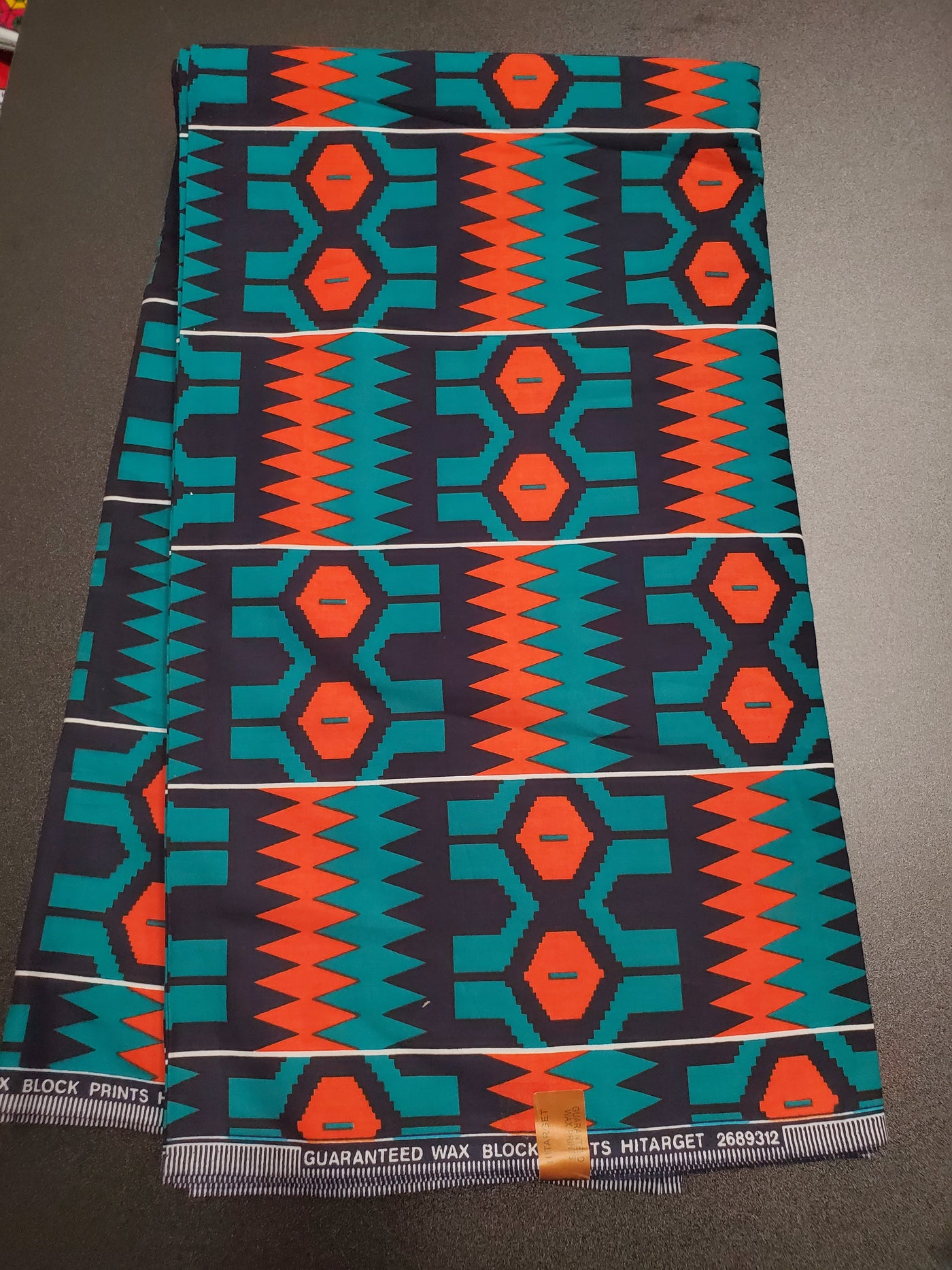 Teal Green and Orange Multicolor African Ankara Fabric