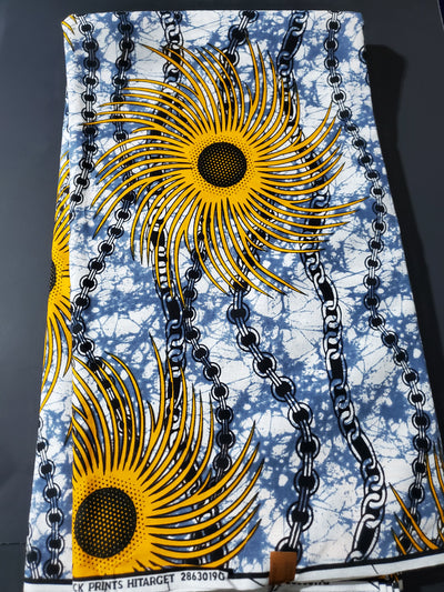 Gray, White and Yellow African Ankara Fabric