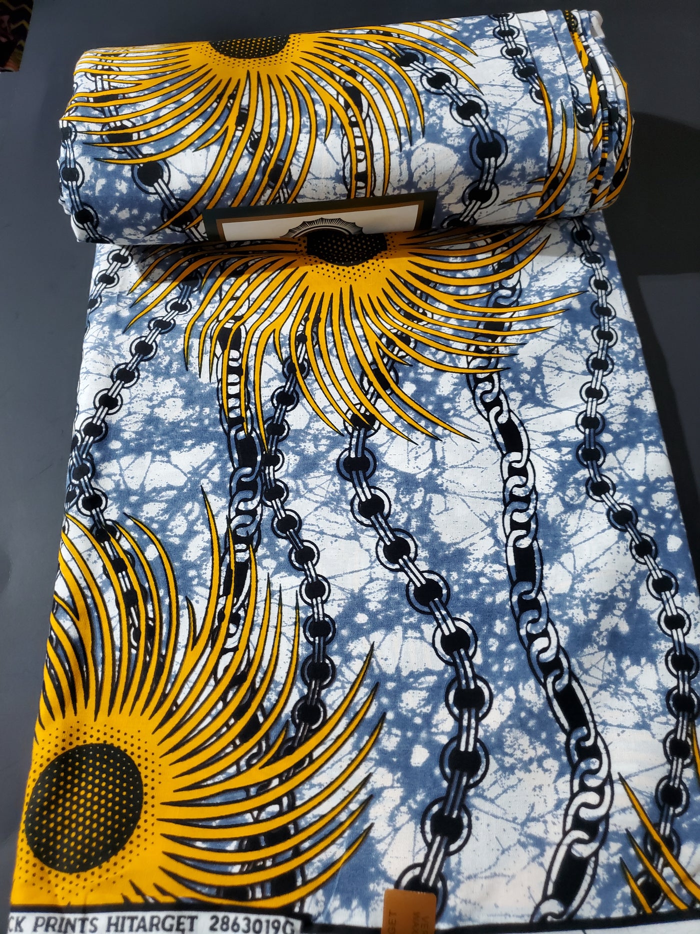 Gray, White and Yellow African Ankara Fabric
