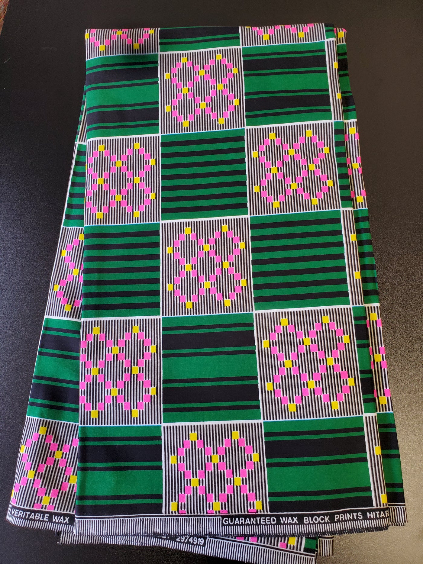 Pink, Black and Green Multicolor African Ankara Fabric