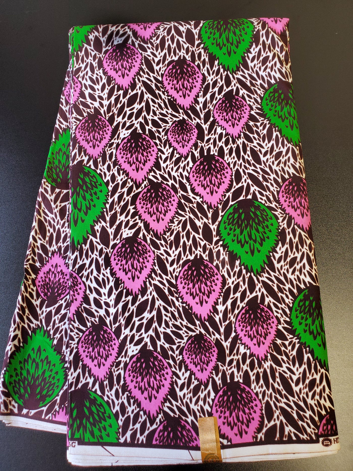 Brown, Pink and Green African Ankara Fabric