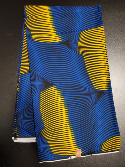 Blue and Yellow African Ankara Print Fabric