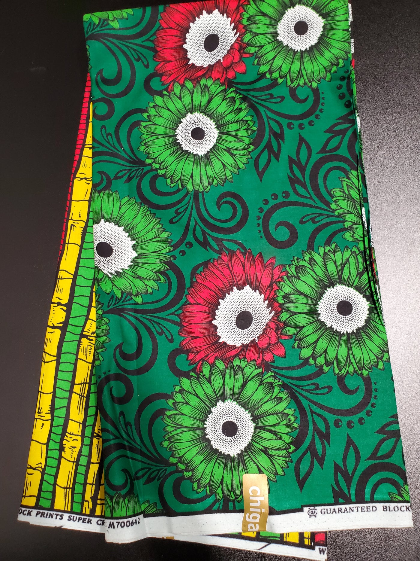 Green, Yellow, Black and Red African Ankara Fabric