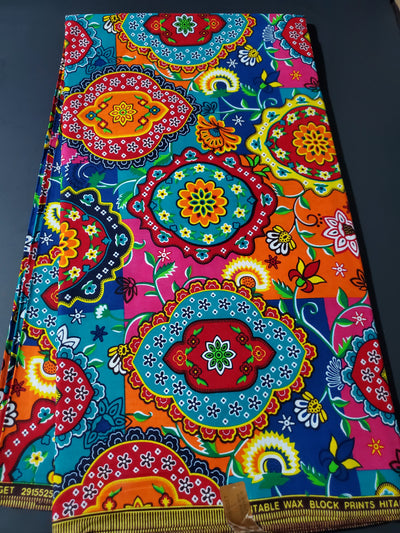 Multicolor African Ankara Print Fabric