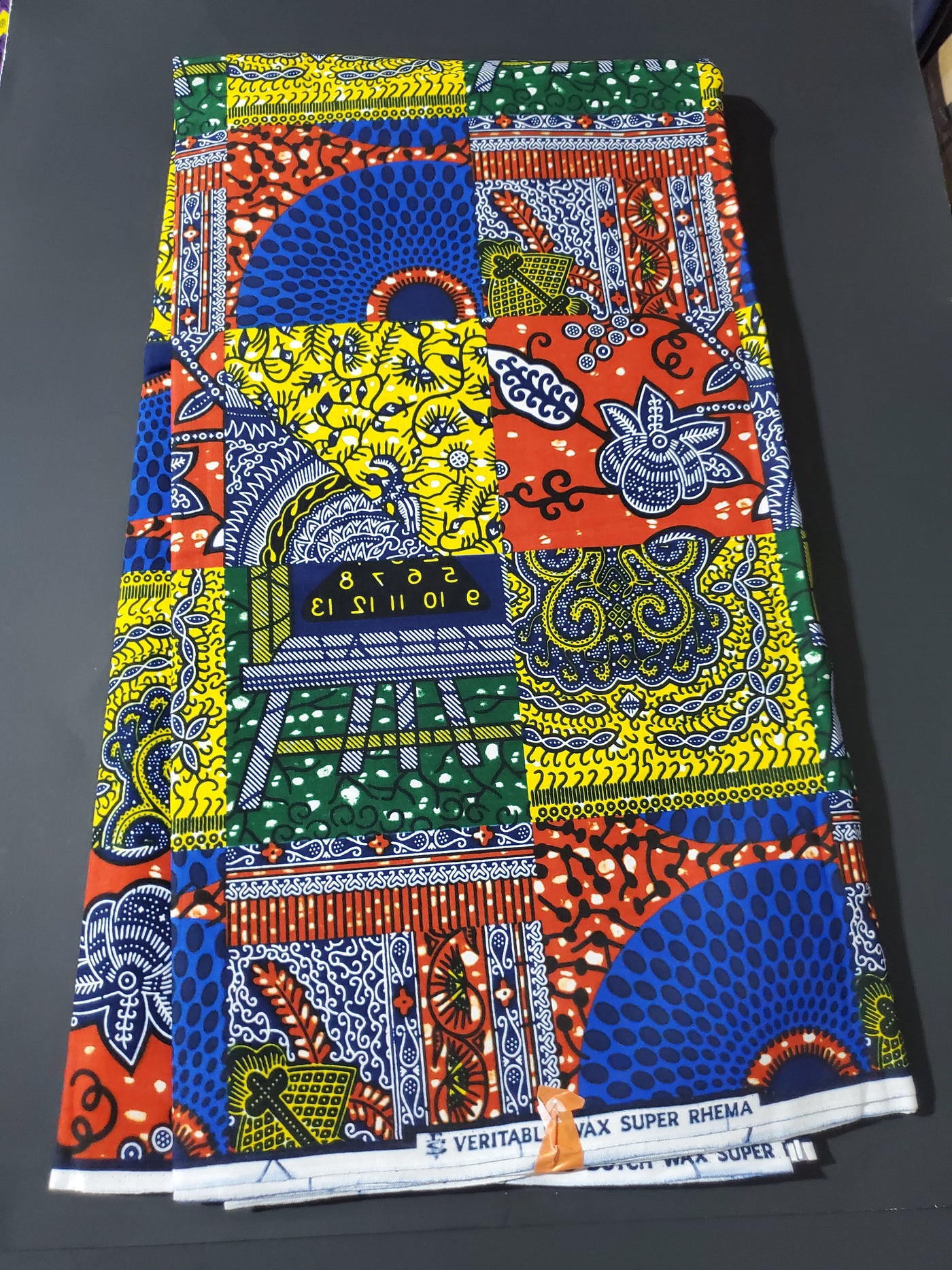 Blue and Orange Multicolor African Ankara Print Fabric