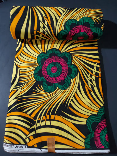 Yellow And Pink Ankara Fabric, ACS0139