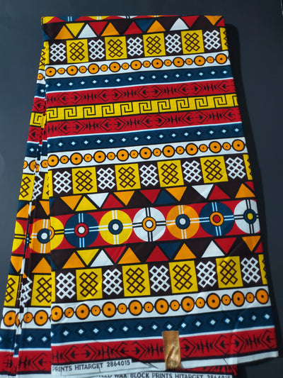 Black, Brown, Red and Yellow Multicolor African Ankara Fabric