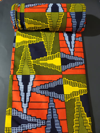 Yellow and Orange Multicolor African Ankara Fabric